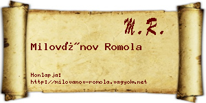 Milovánov Romola névjegykártya